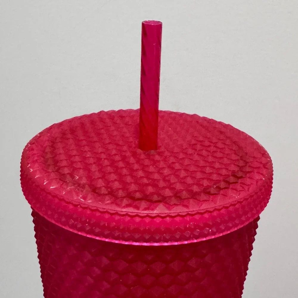 Starbucks Tumbler Cold Cup 24oz Venti Pink Excellent Studded Matte Honeycomb